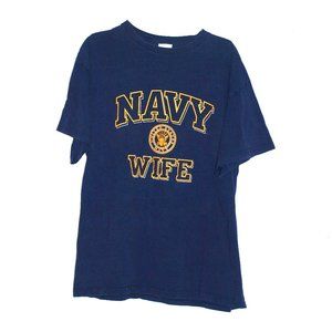 Navy Wife  Blue T-Shirt Size Large